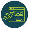 icono-langing-page Landing page representada por una página con botón de acción y un avión de papel.