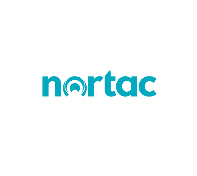Logotipo de Nortac en color turquesa sobre fondo blanco.